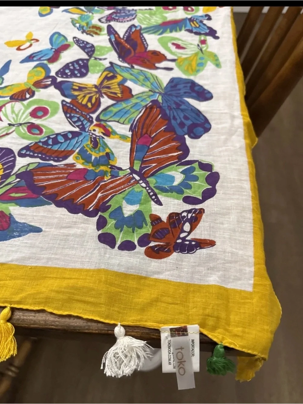 Toko Butterfly Border Lightweight Cotton Scarf 🧣